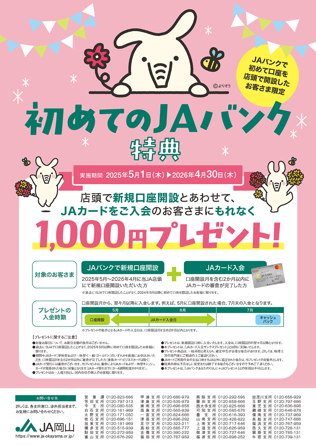 JAバンク口座開設特典のご案内